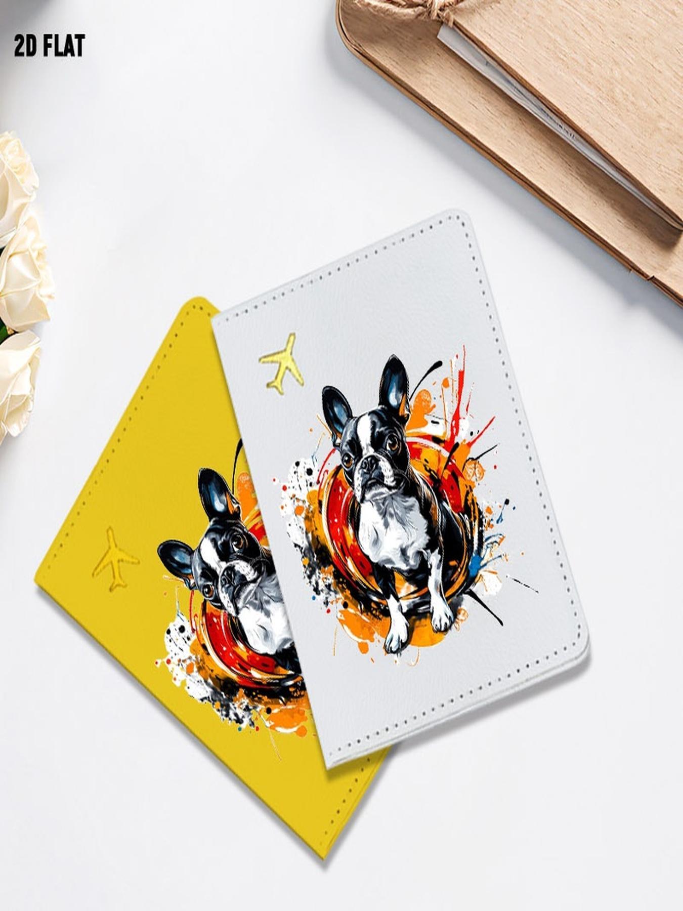 Artistic Graffiti Style Boston Terrier Print Passport Cover, One Size with Multiple Specifications Available, Modern Graphic Design Travel Accessory, Perfect for Storing Passports & Travel Documents During Trips