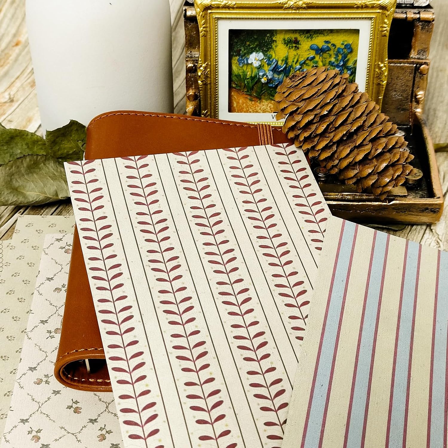 Stripe Style Scrapbook Paper - 16 Sheets, 4.1x5.8 In, Single-Sided, Modern Ink-Resistant Origami Decoupage Supplies for DIY Crafts