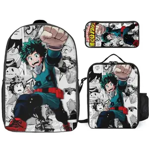 My Hero Academia Backpack 3 Piece Set Travel Daypack Combination, Back to School Gifts