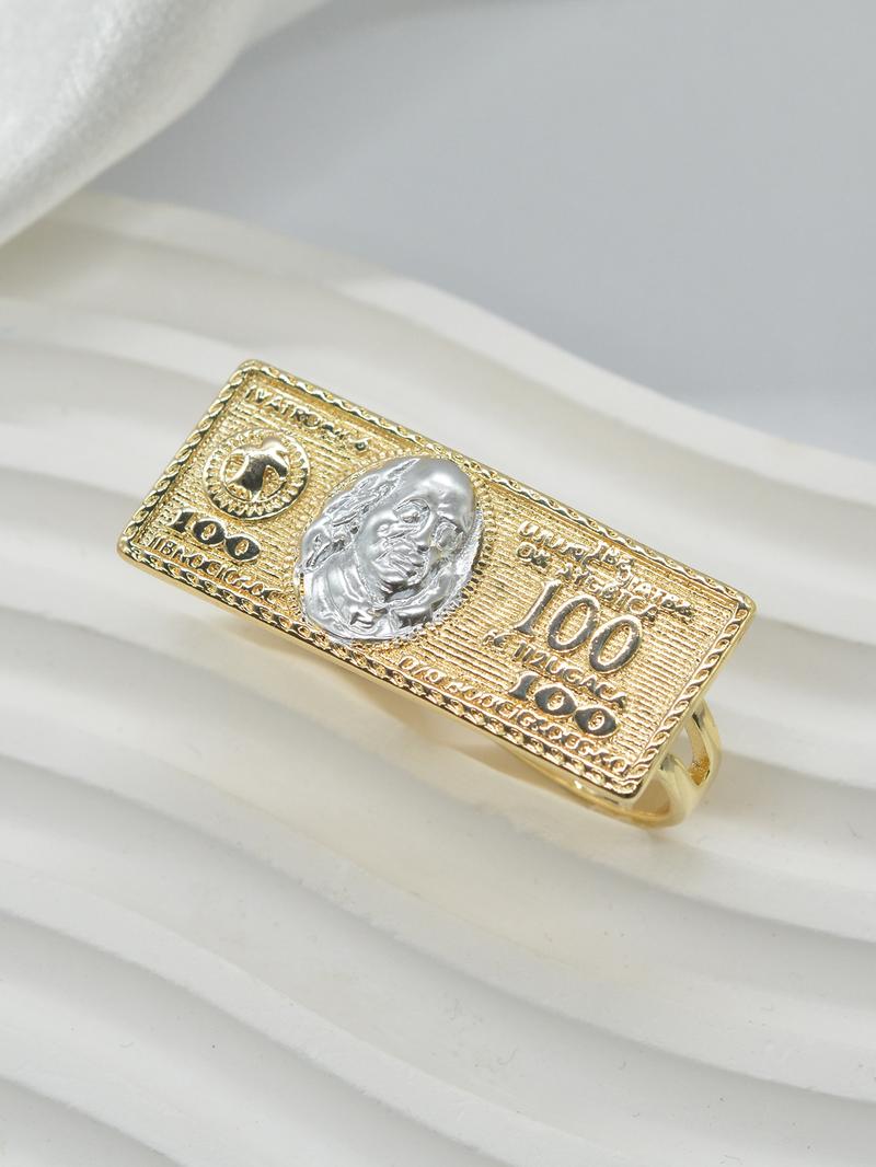 Men's Fashion Hip-Hop Dollar Bill Ring Set, Hollow Out Design, Perfect Gift for Men, Ideal for Daily Wear & Special Occasions