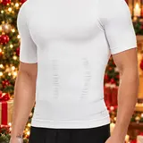 Men's Compression T-Shirt, Seamless Body Shaping Tee, Soft Breathable Stretch Athletic Undershirt for Fitness Training and Everyday Wear, Activewear Tops