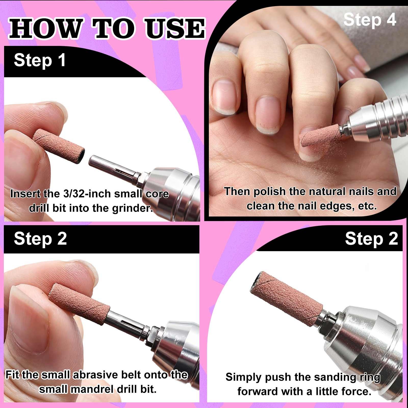 Nail Drill Bits Sanding Bands, 50/100pcs Coarse Fine 120/150/180/240 Grit, 3.1mm Mini Mandrel, Acrylic Nails Gel Manicures Pedicure