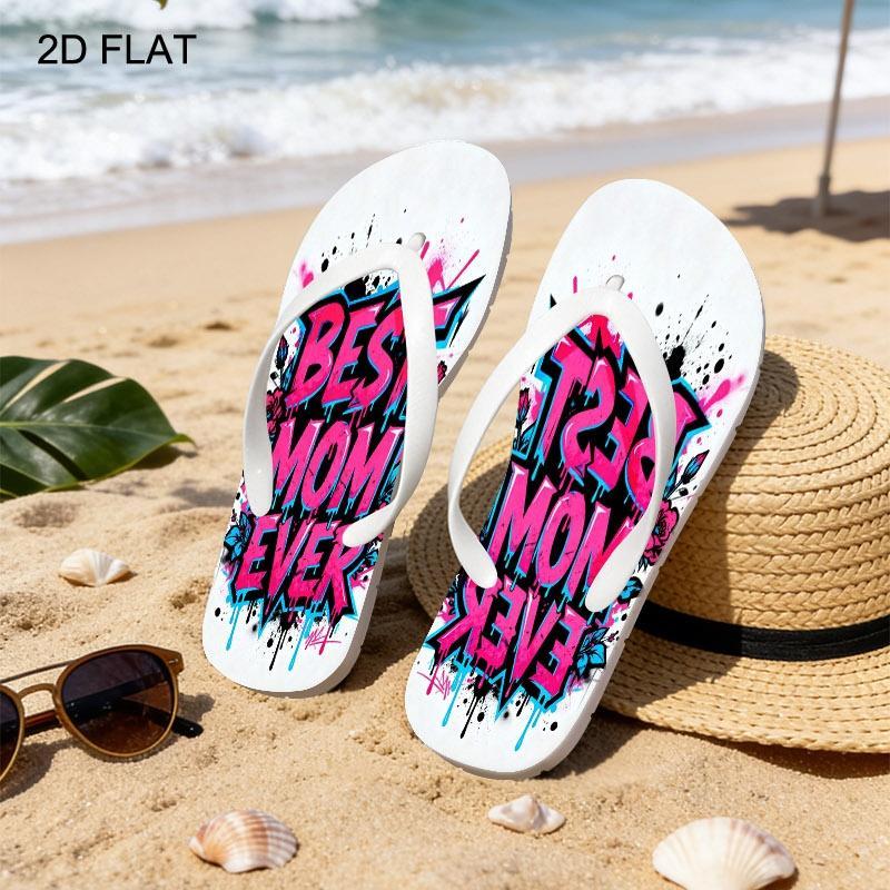 2026 Summer New Women's Flip Flops, Open Toe, Flat Heel, Multiple Colors & Sizes Available, BEST MOM EVER Graffiti Design, Ideal for Mother's Day/Easter/Holiday Gifting, All - Season Fashion Sandals, Dry - Clean Friendly, Trendy Women's Footwear