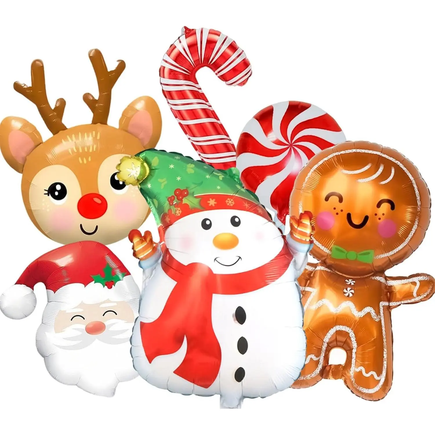 Merry Christmas Balloons decorations, Snowman, Candy, Gingerbread Reindeer Balloon, Christmas Foil Balloons for Xmas,  Year Eve, Holiday Party Decorations Indoor Outdoor
