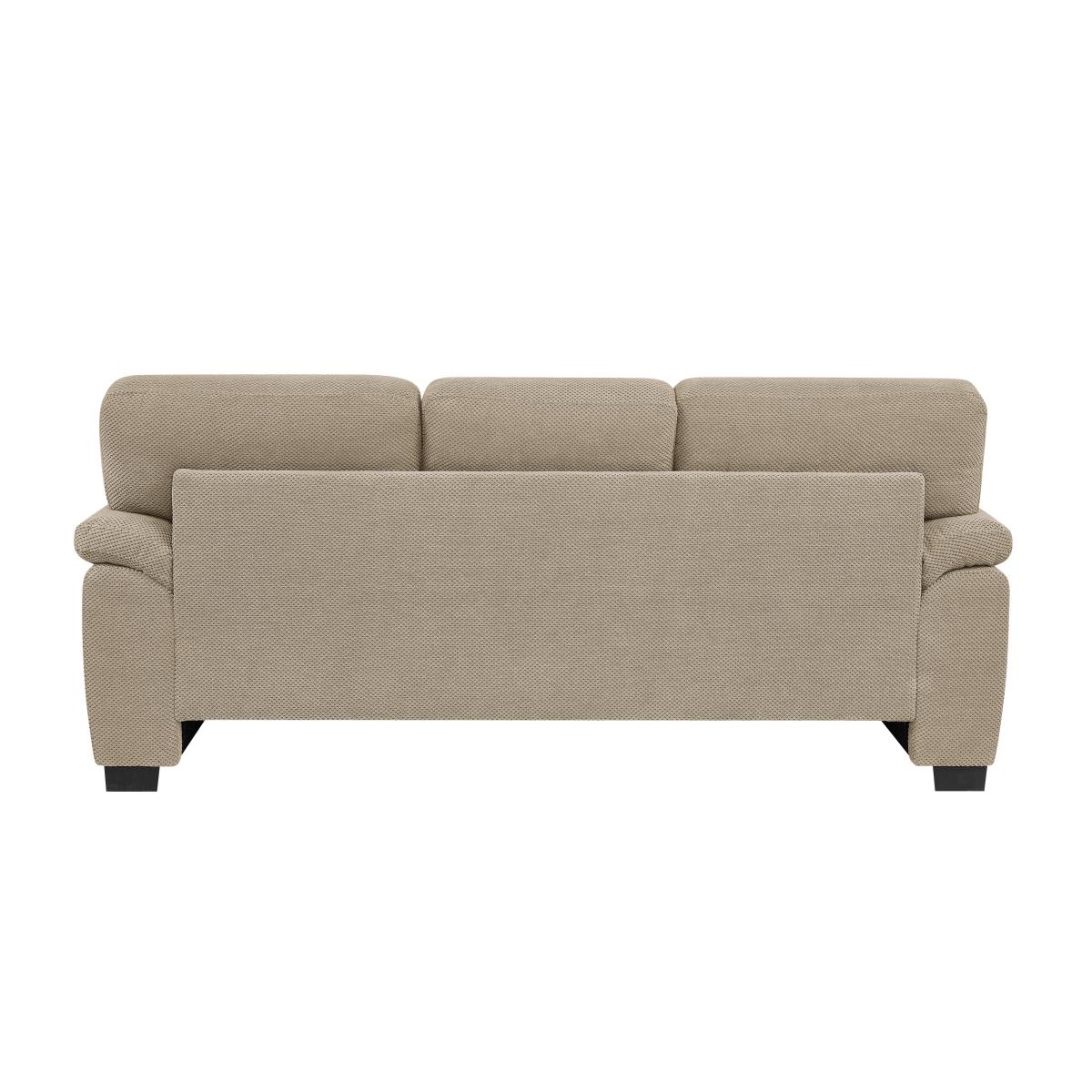 3-Seater Sofa, Camel Upholstered Couch, Modern Living Room Furniture, Textured Fabric Sofa, Minimalist Settee, Comfortable Armchair, Sturdy Frame Sofa