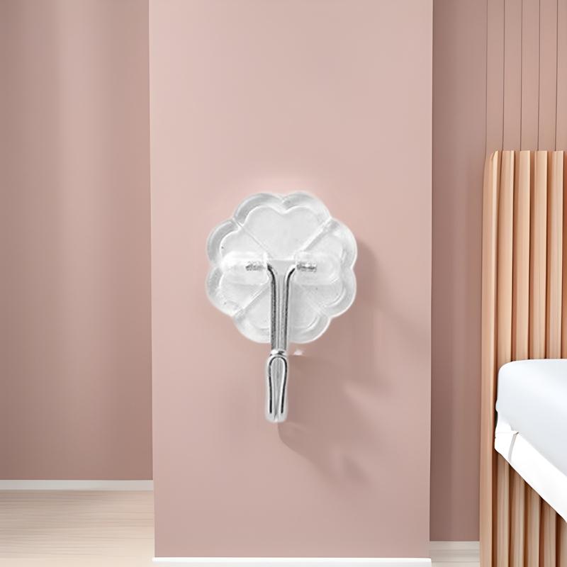 1 Pack Punch-Free Self Adhesive Hooks, Transparent Strong Sticky Hooks, Wall Hooks for Kitchen Bathroom Coat Hanging