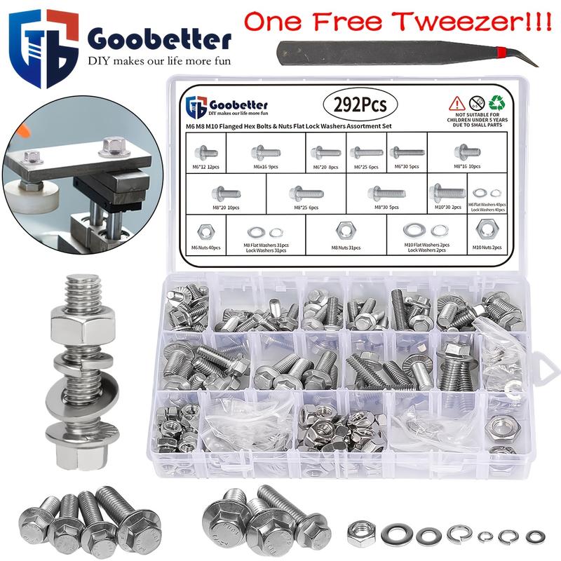549pcs Metric Fange HexBolts, Nuts &Washers Assortment Kit,M6 M8 M10 Sizes, Class 8.8 AlloySteel, ZincPlated, for DlY, HlectronicsHousehold Appliances &CommunicationEquipment