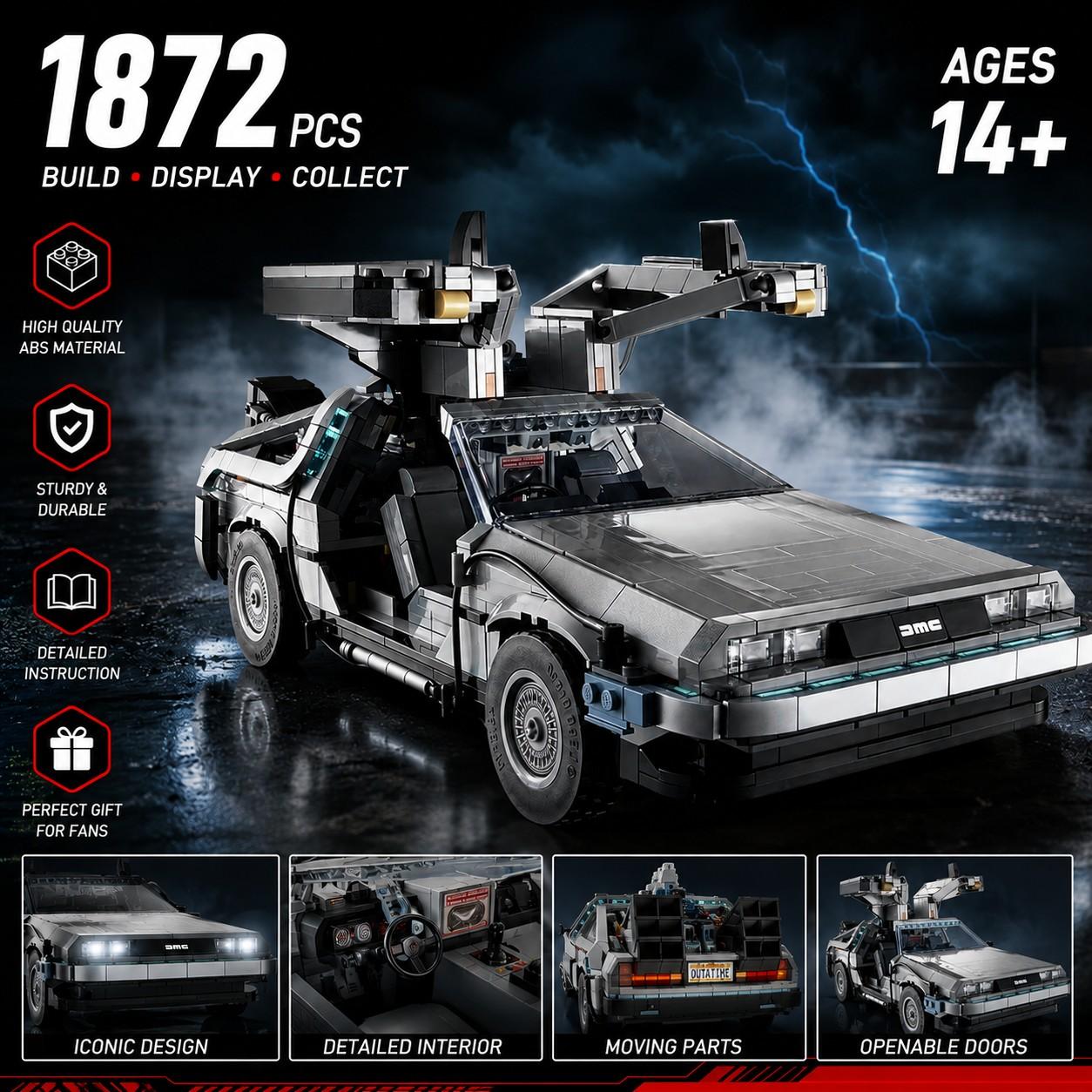 1872 Pieces Back to the Future Time Machine Building Block Sets, Adult and Kids Toy Gift, Educational Birthday Present for Boys and Girls