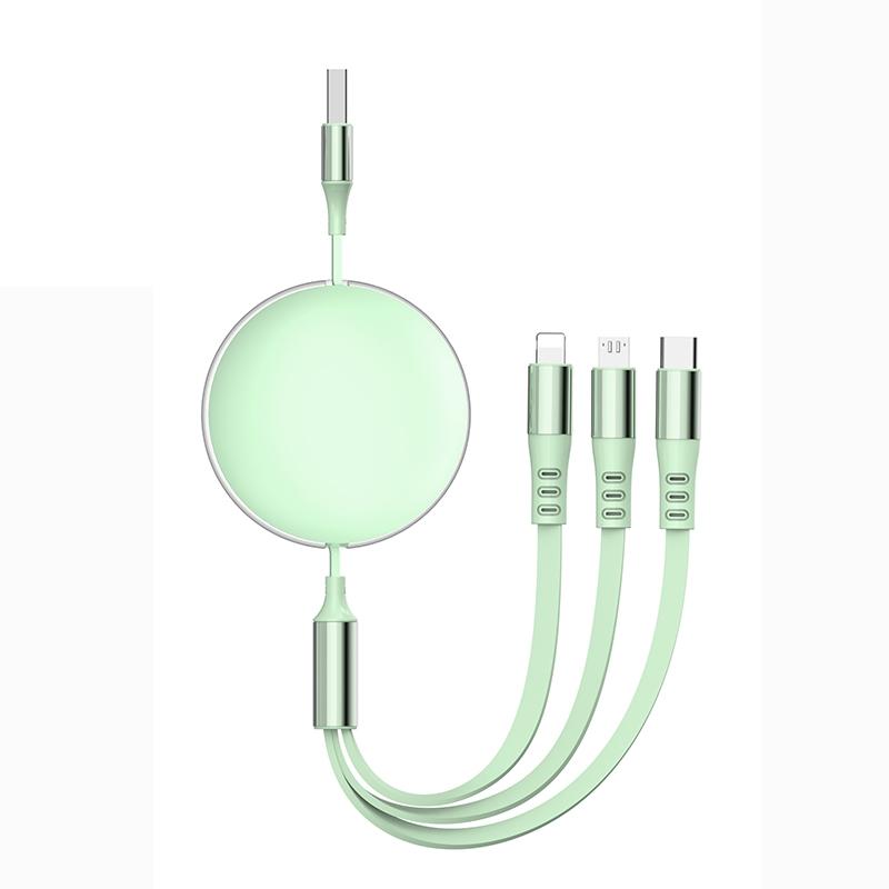 120w 6a Ultra Fast Charge Type-C Rechargeable Cable, 1.2m USB Charging Line, 3-In-1 Quick Charge Compatible Devices