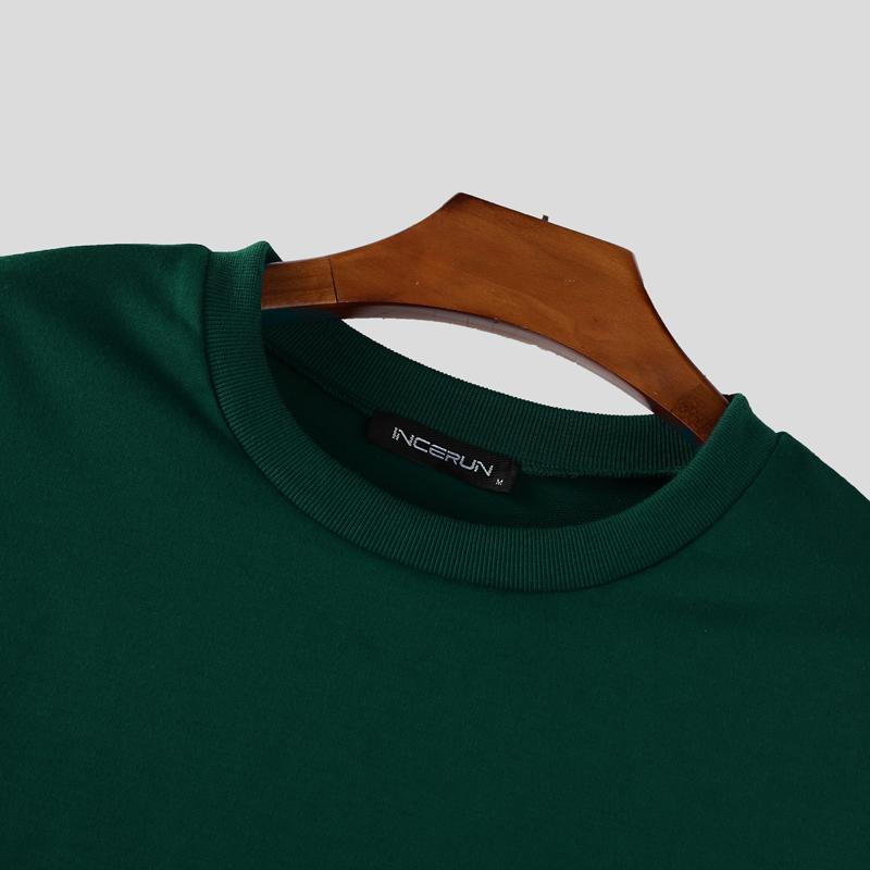 INCERUN Men's 2025 Fall Long Sleeve T-Shirt + Wide-Leg Pants Set, Soft Comfortable Fabric, Perfect For Halloween,Loungewear And Casual Daily Use.