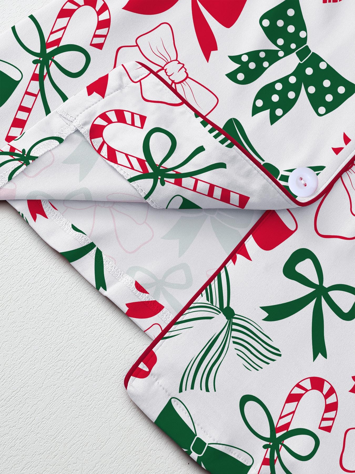 【Christmas Pajamas】Women's Christmas Pajama Set, Long Sleeve Casual Loungewear, Elastic Waist Pants, Elegant Cute Holiday Nightwear