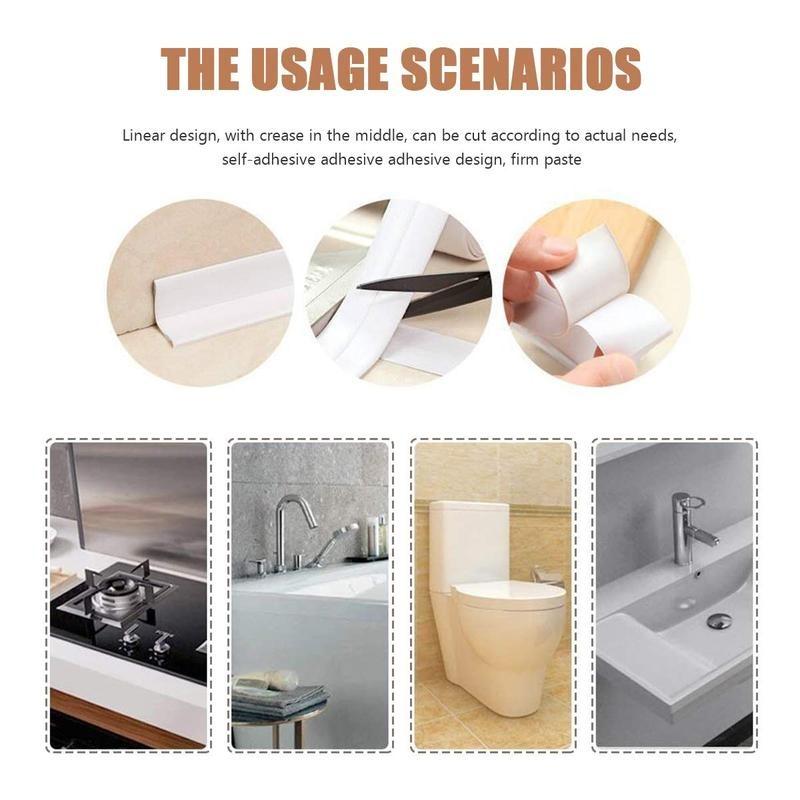 Vit Vattentät Tätningstejp 3,2 m Självhäftande Tätningstejp för Badrum Kökshandfat Toalett Badkarskanter Enkel Applicering & Hållbarhet