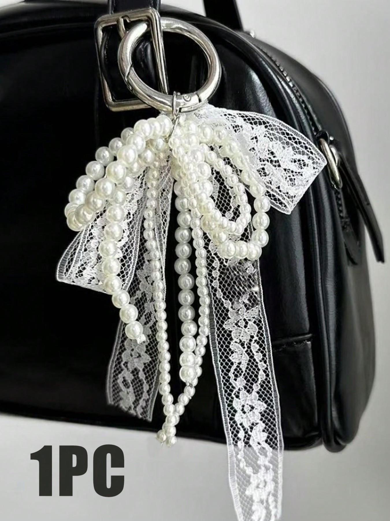 Y2K Cute Minimalist Fashion Beaded Pearl Bow, Multi-Functional DIY Keychain/purse Charm Set, Ideal Gift for Couples, Women, Girls, Friends