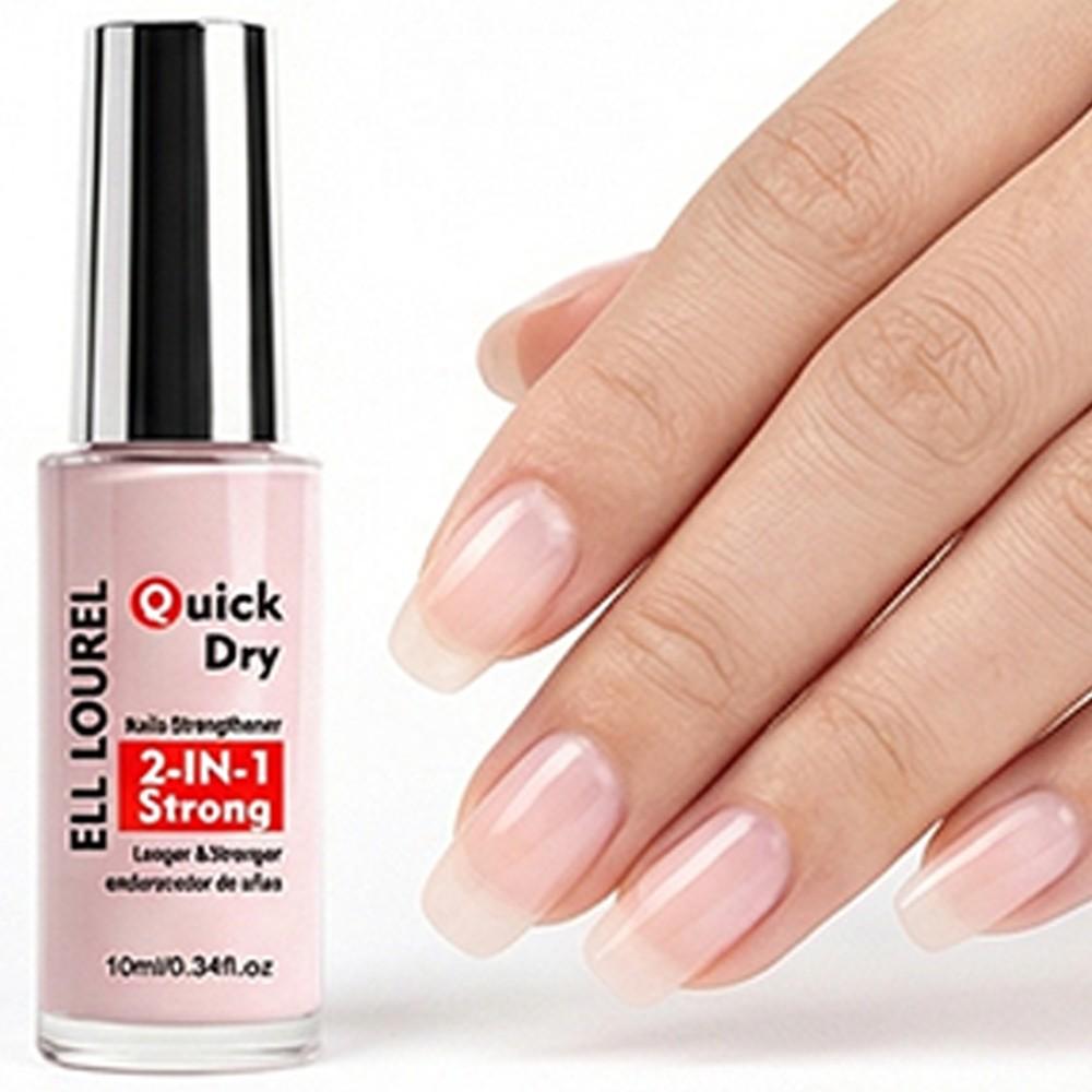 ELL LOUREL New Arrival 2 in 1 Natural Nude Pink Nail Hardener Dries Naturally Fastly, Alcohol-Free Formula, Designed to Strengthen and Nourish Thin and Soft Nails, Perfect Gift for Various Holidays, Nail Strengthener to Get Hard Nail Shield. Nail Care Oil