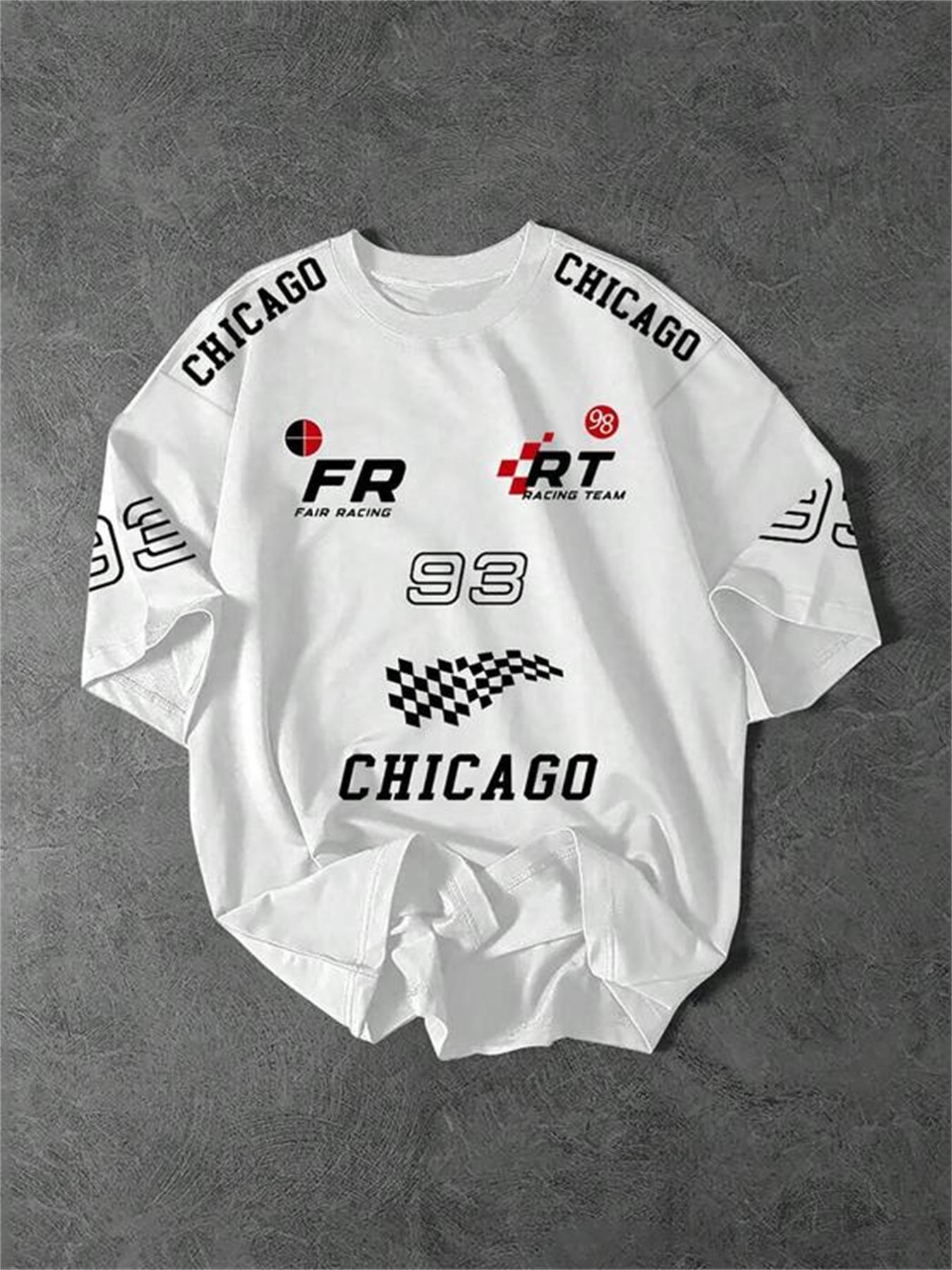 Men's Regular Fit Chicago Letter Print Round Neck Graphic Sweatshirt, Casual Fashion Long Sleeve Pullover for Daily Wear, Men's Top for Summer, Hoodie