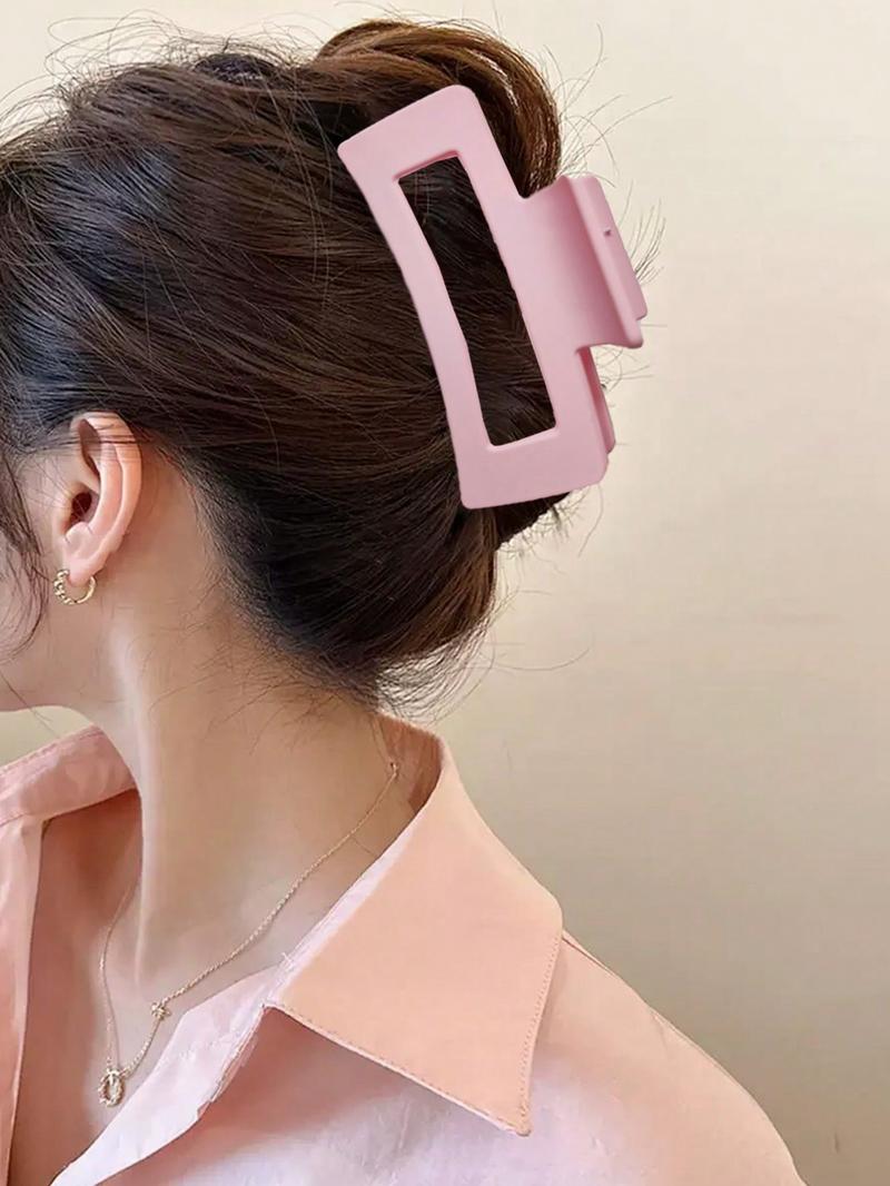 Large Sweet & Chic Pink Rectangular Hair Claw Clip, Strong Grip, Minimalist Daily Women's Hair Accessory, Suitable For Thick/Thin Hair, Elegant & Cute Casual Street Style, Suitable For Spring, Summer, Autumn, Winter, Hair Clips