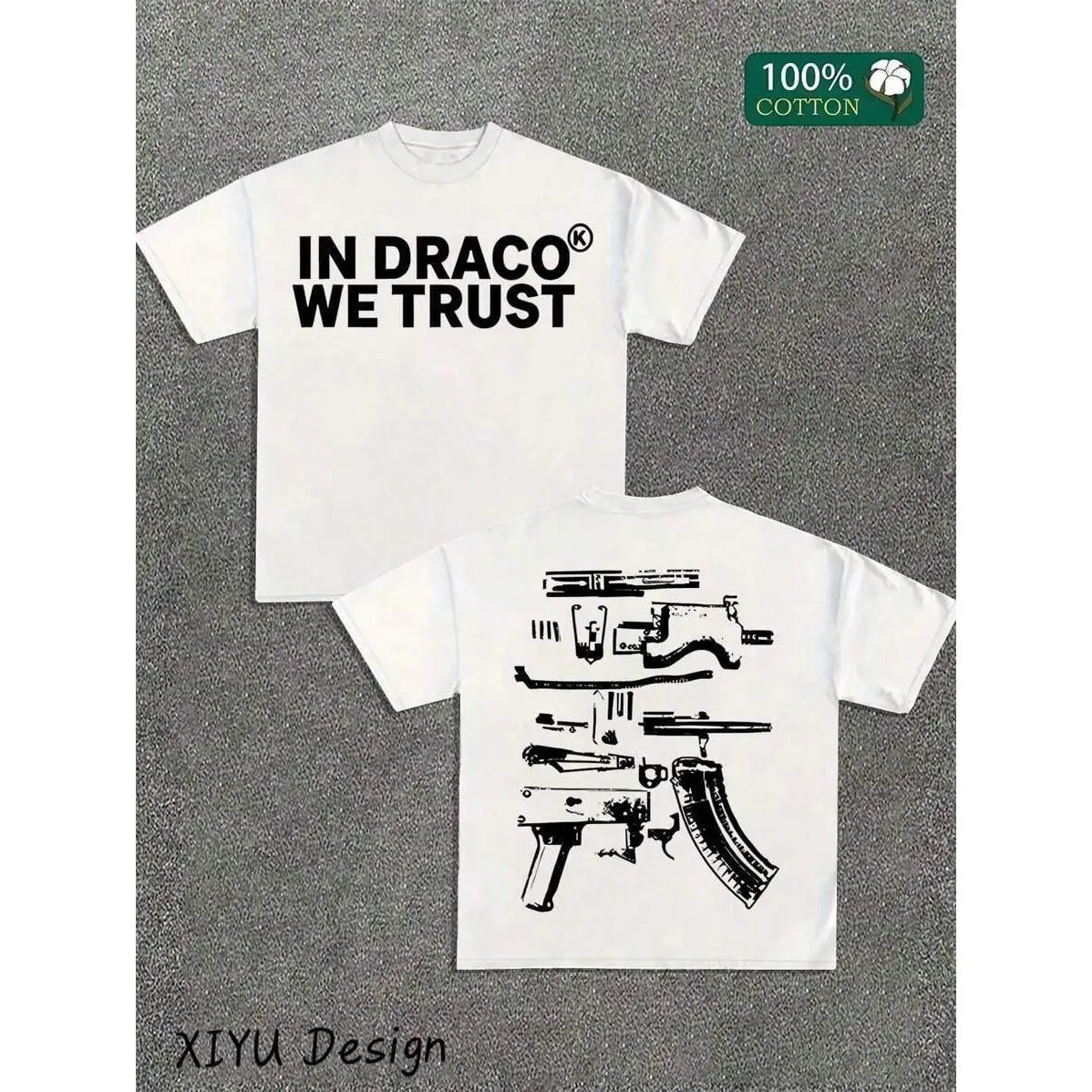 A High-Quality Men's Street T-Shirt, Which We Trust In Draco, Is Printed On Both Sides Of Firearms, A Must-Have Fashion Item For Inspirational Cotton