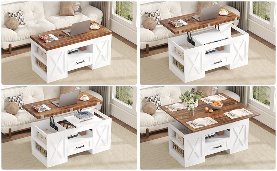 Coffee Table, 39.37" Lift Top Coffee Table with Drawer & Open Storage Shelves, Large Rectangular Farmhouse Living Room Table, Center Table for Living Room, Home Office, Espresso Coffee Table, 39.37" Lift Top Coffee Table with Drawer & Open Storage Shelves, Large Rectangular Farmhouse Living Room Table, Center Table for Living Room, Home Office, Espresso