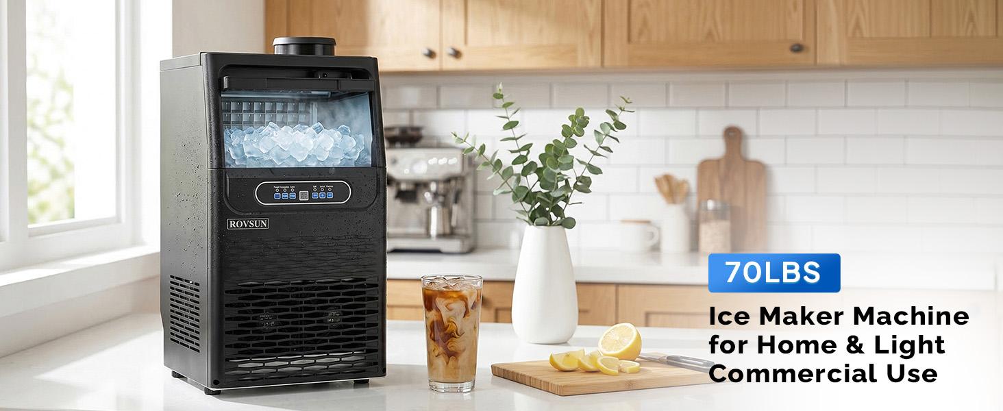 70/90 LBS/24H Countertop Ice Maker with 2 Water Inlets & Appointment Function, Freestanding Ice Machine with 11lbs Storage Bin, Ice Scoop, Drain Pipe & Water Filter (Black)