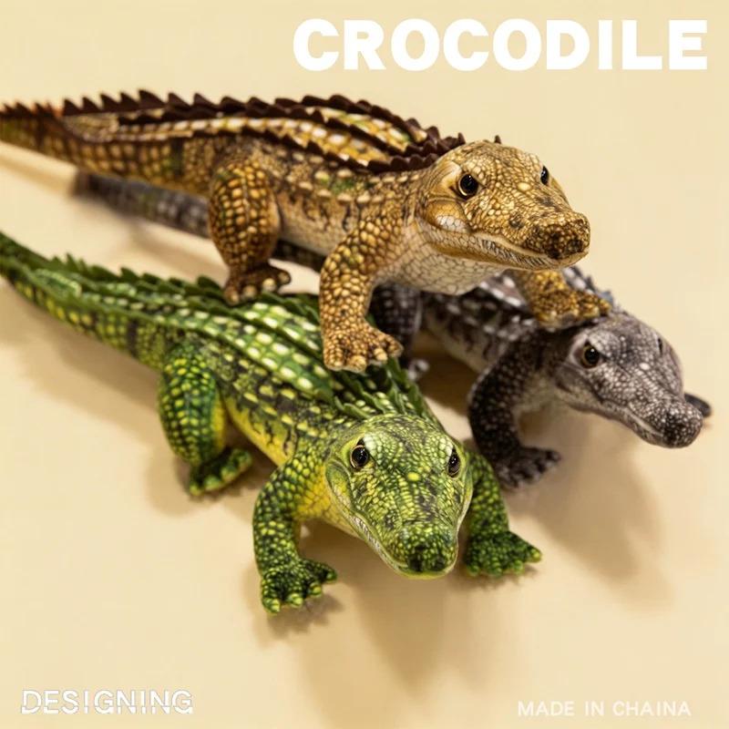 65/90CM Simulation Crocodile Plush Toys Soft Stuffed Lifelike Green Gray Brown Giant Alligator Sofa Cushion