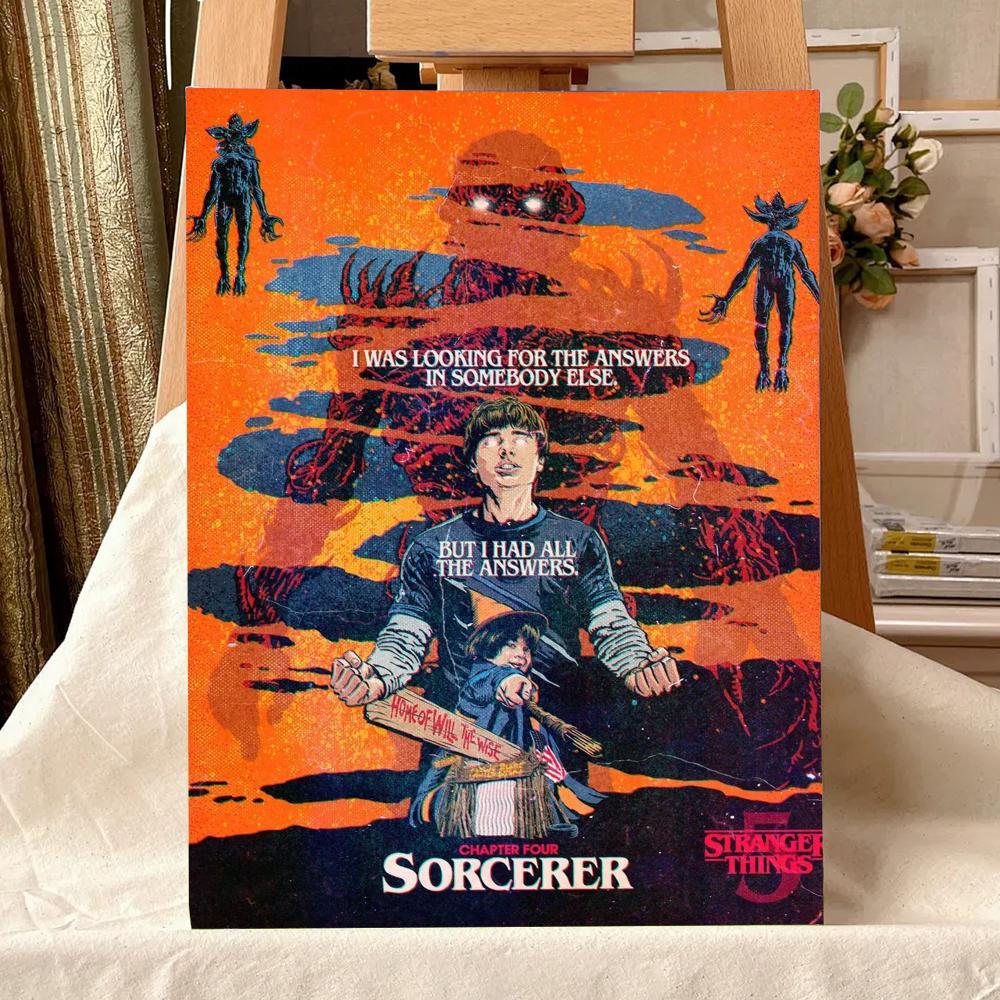 TV Series S-Stranger T-Things Painting Calligraphy Waterproof Scratch-Resistant Canvas Wall Art – Premium Oil Painting Style HD Print | Modern Aesthetic Home Decor for Living Room, Bedroom, Kitchen & Café | Perfect Holiday, Housewarming & Party Gift