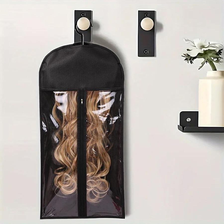 5/3Pcs Wig Storage Bag With Hook Wig Storage Hanger Zipper Transparent Dustproof Dust Cover Wig Storage Bag, Hair Extension Holder Wig Bag Wig Storage For Multiple Wigs Holder Hair Extension Hanger Wig Tool Wigs Accessories For Salon & Home Use