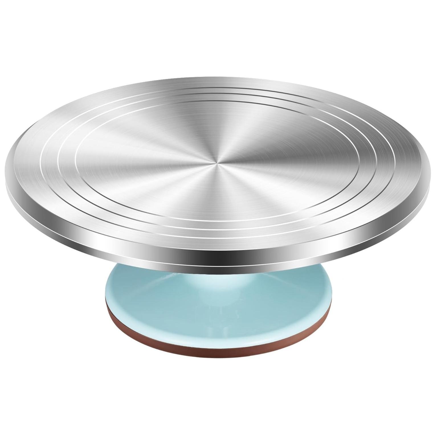 Aluminum Cake Stand, Rotating Cake Display Tray, Round Decorative Turntable, Bakery Showcase Holder, Birthday Wedding Party Accessories