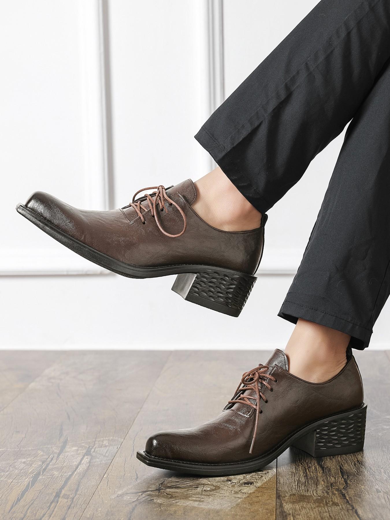 Men's New Business Casual Derby Shoes, Retro Thick Heel, Height Increase, Stylish Office Shoes, Comfortable Daily Wear