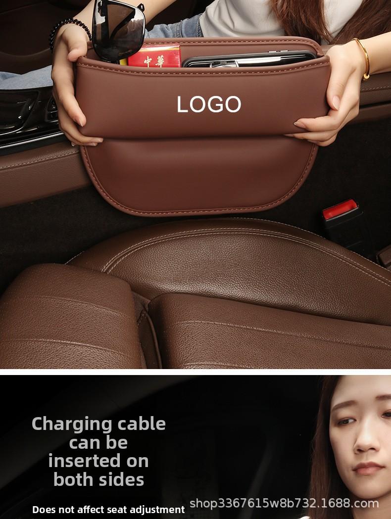 Car Seat Side Storage Box Car Interior Organizer Tray with Non Slip Mat for Phone Wallet Small Items Car Accessories for Auto Vehicles