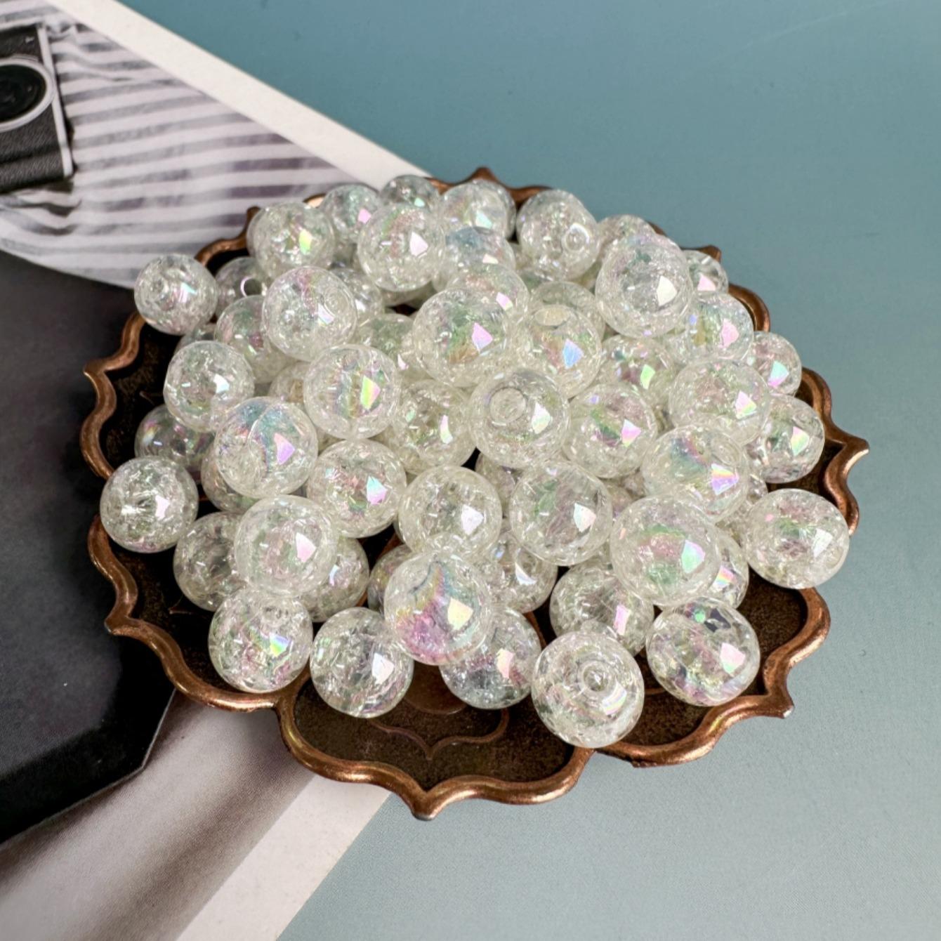 8mm/10mm Glitter Bead (100pcs/set), DIY Bead Charm Accessory for Necklace & Bracelet & Phone Bag Pendant, Jewelry Making Supplies for Women & Teenager