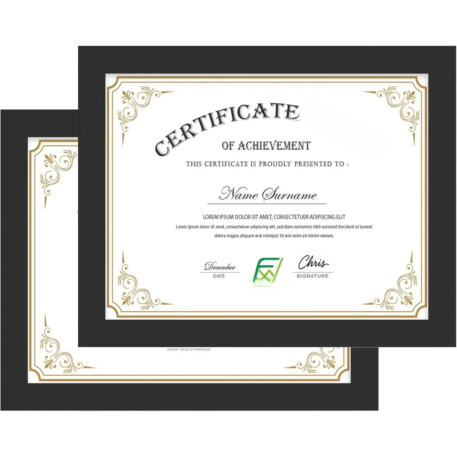 - 2-Pack - 8.5"x11" Classic Wooden Document and Diploma Frames with Tempered Glass - Black
