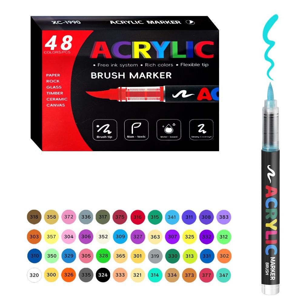 48/36 Color Watercolor Marker Set with Soft Tip, Liquid Acrylic Paint Markers for DIY Art and Graffiti, Water-Based Sketch Pens for Creative Painting, DIY Painting Supplies