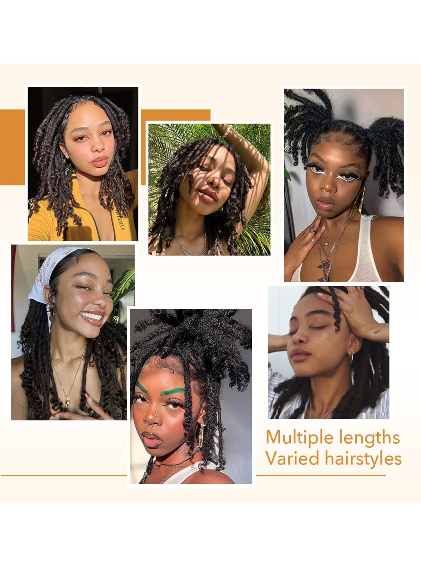 100% Real Human Hair 0.4cm Width 8 Inch Loc extensions Human Hair with Curly Ends 30 Strands per pack Full Handmade Dreadlock Extensions Can be dyed and bleached for Men Women Kids