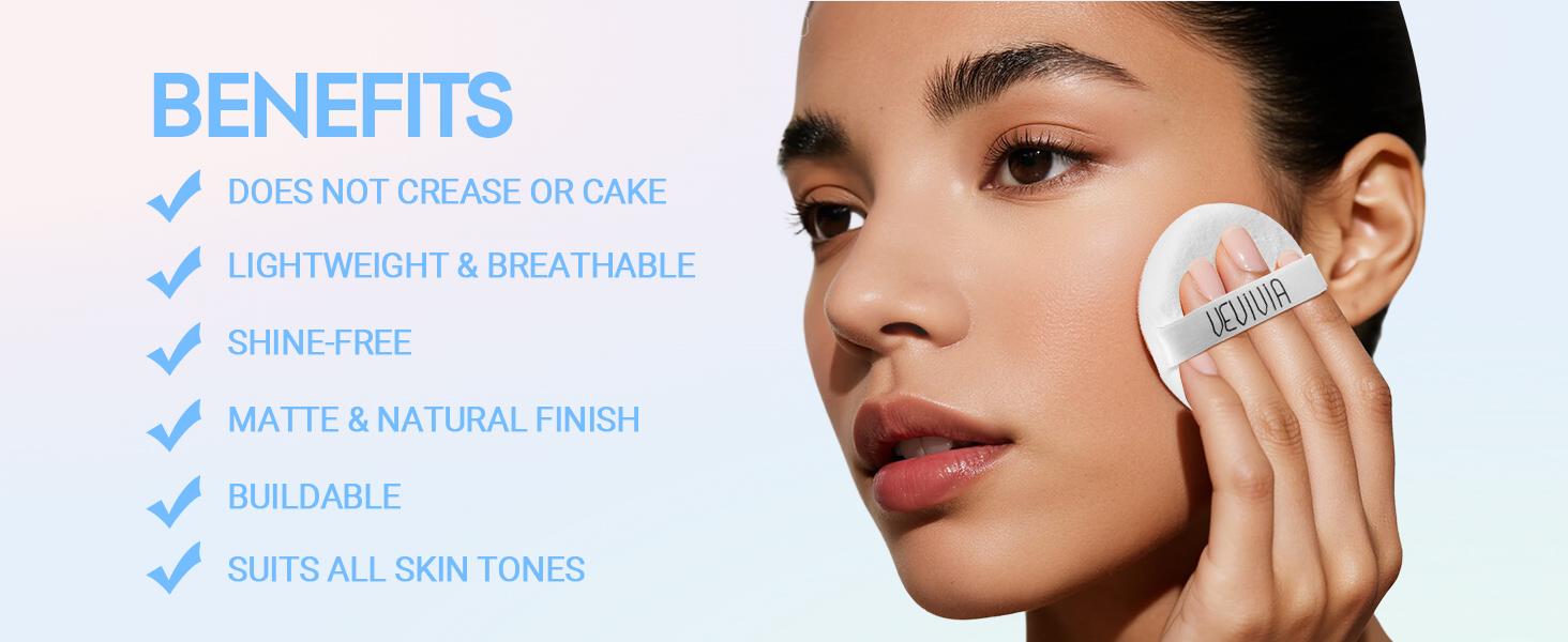 Vevivia Setting Powder - Creaseless Face Powder, Long Lasting Loose Powder Makeup with Blurring & Natural Finish, Shine Control, Up to 24 Hrs Wear, Universal Translucent Formula for All Skin Tones