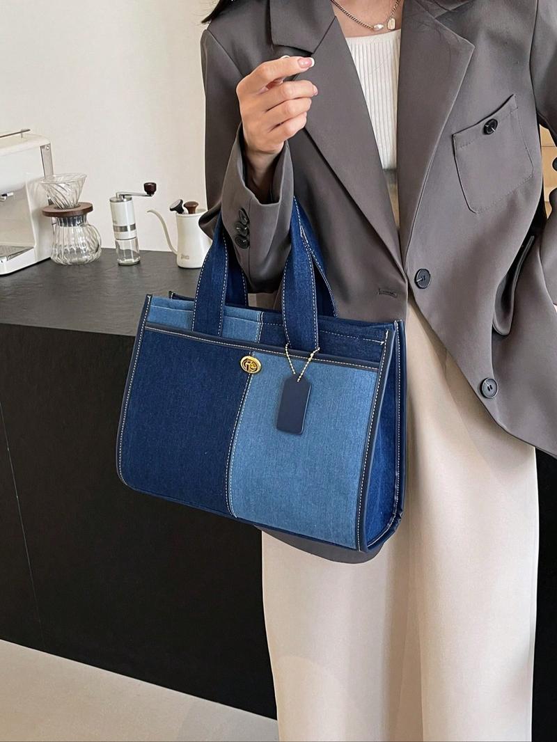 Women's Denim Tote Bag, Casual Versatile Shoulder Bag for Daily Used, Trendy All-match Ladies Purse Bag for Teen Girl Women College Student, for Students and Outdoor, Tote Bag for Women, Handbag Shoulder Bag