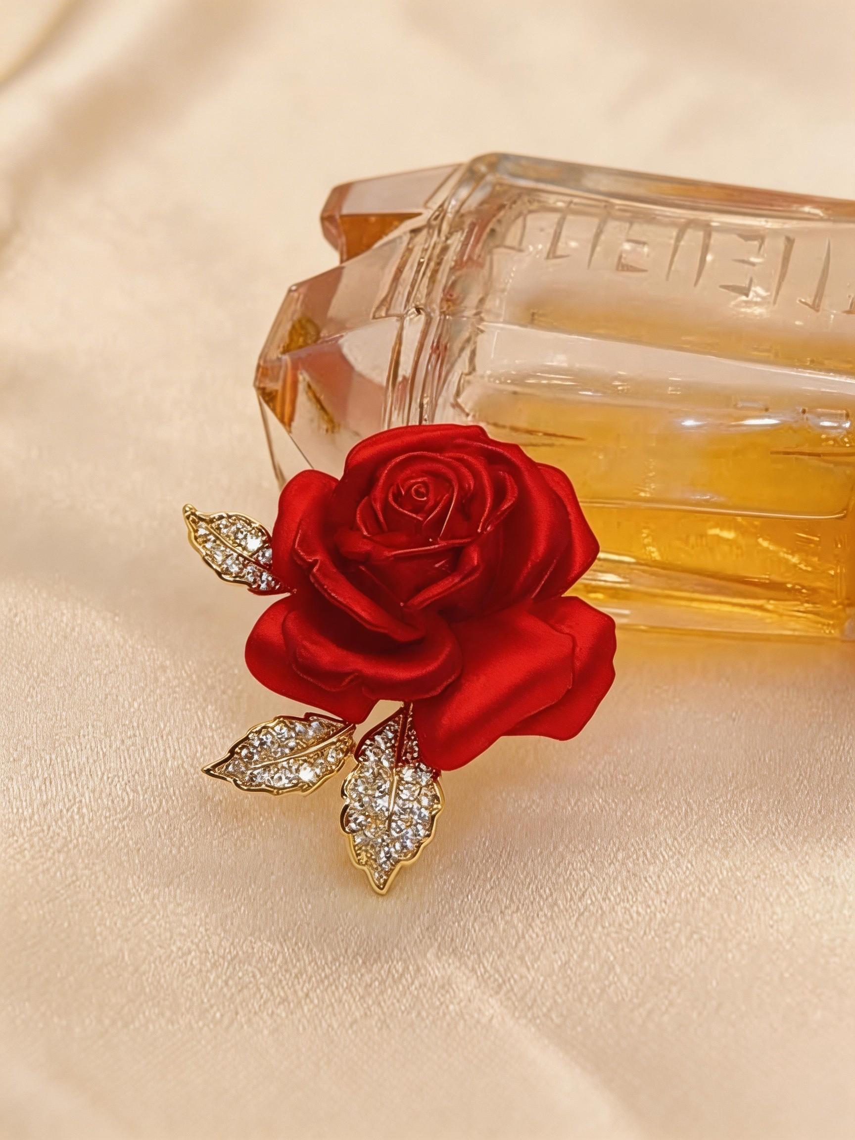 Elegant Rose Crystal Brooch, Perfect Wedding Accessory, Elegant Floral Pin, Ideal Gift for Formal Occasions, All-Season Wear