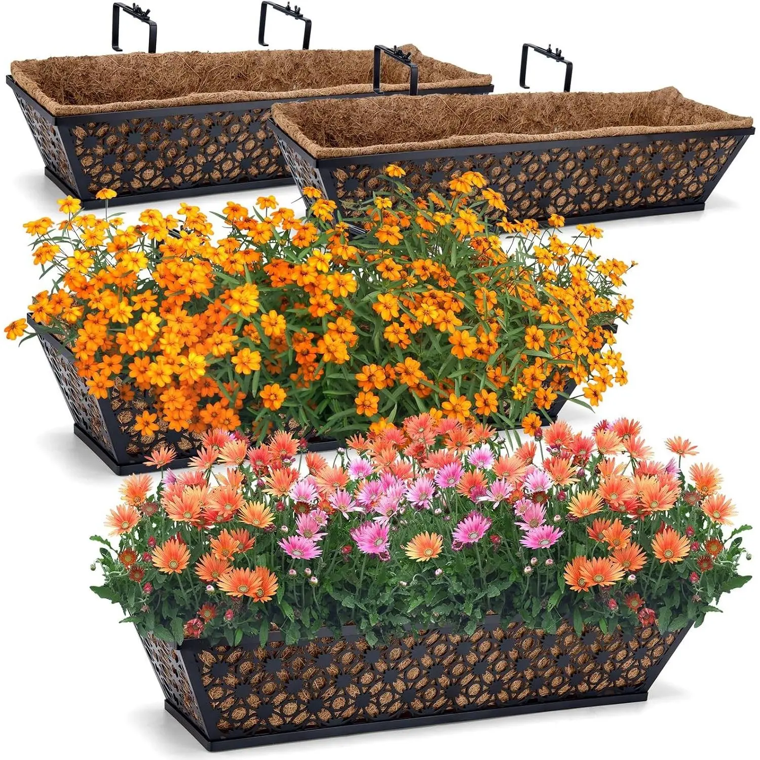 24 Inch Outdoor Deck Railing Planter Box for Flowers