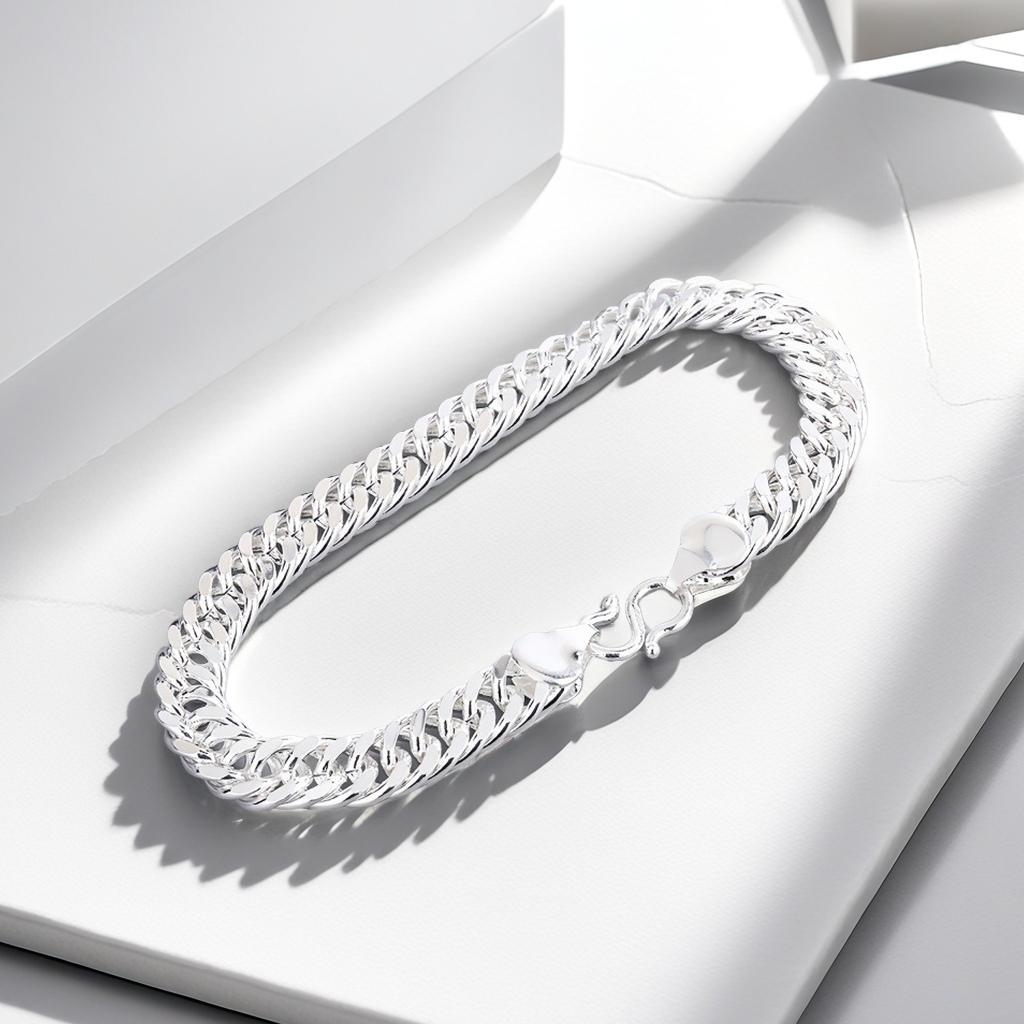 Full Silver s999 Bracelet Sterling Silver bracelet Men's bracelet can be opened to wear for boyfriend's birthday holiday gift Silver 37g / 1.3oz