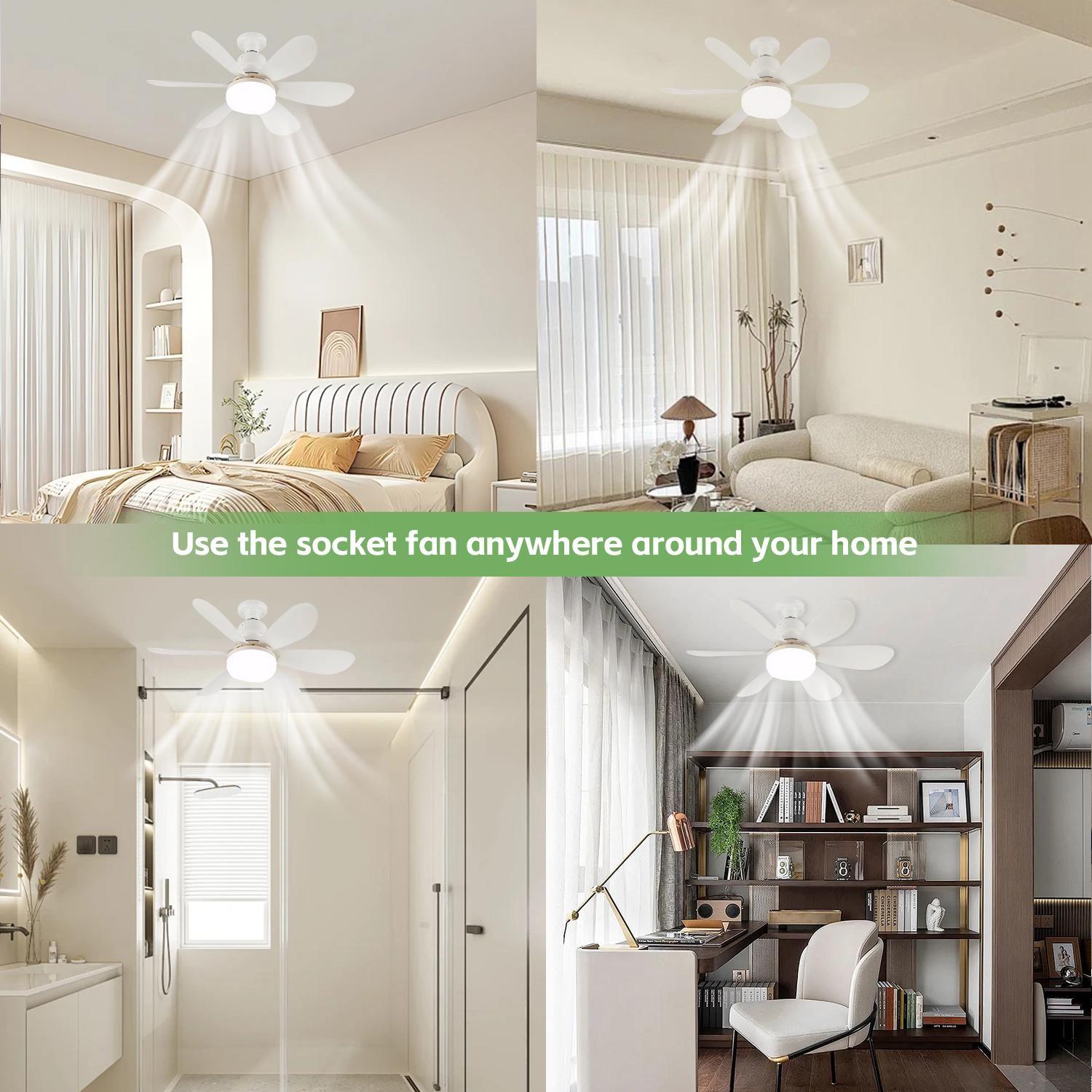Plug-in Ceiling Fan Light with Remote Control, Pure Copper DC Motor, Variable-Speed Energy-Saving Quiet Operation with Adjustable Lighting and Timer Function, Home Decor Lighting, Atmosphere Lighting