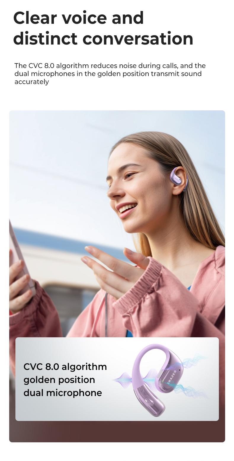 ERAZER X11 True Wireless Open Ear Earbuds Bluetooth 5.4 HIFI Sound Quality Sports Headphones OWS Earbuds Gaming with Low Latency Touch Control IPX5 Waterproof With microphone Earphones