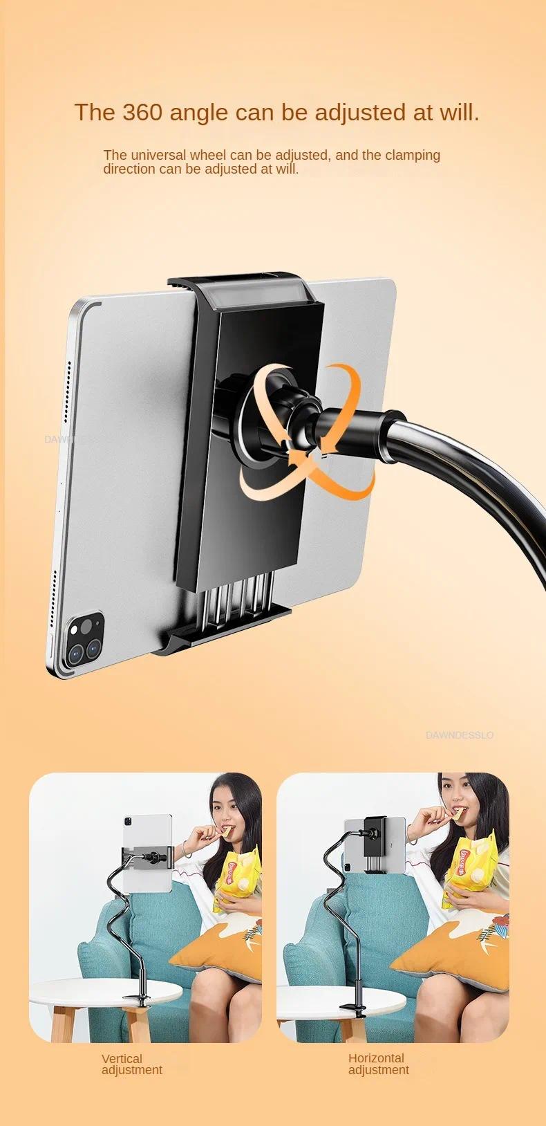 128cm Phone Holder Stand Lazy Bracket Headrest Bed 360 Flexible Long Arms Clamp Mount for IPhone Samsung and 3.5~6.7" Device