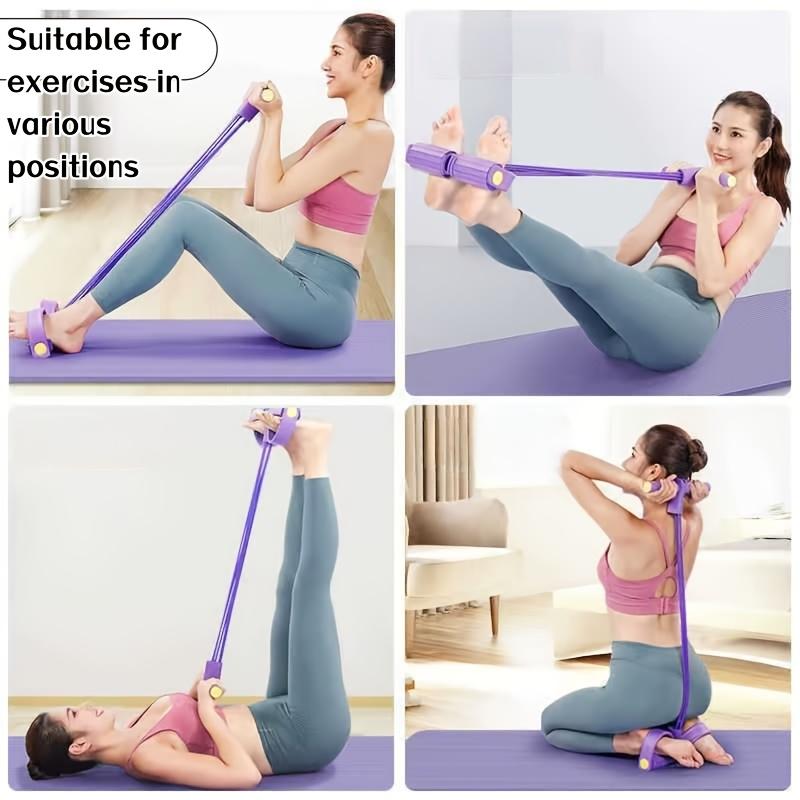 1PC Upgraded 6-Tube Resistance Band, Heavy Duty Pull Rope with Comfort Grip, Purple Exercise Band for Home Gym, Strength Training & Fitness Workout Equipment