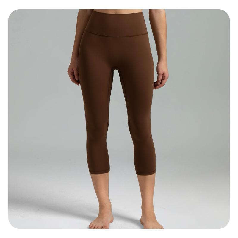 Colorfulkoala Women's No Front Seam Yoga Capri 21" Dreamlux High-Waisted Tummy Control Workout Leggings with Hidden Pocket Petite Length