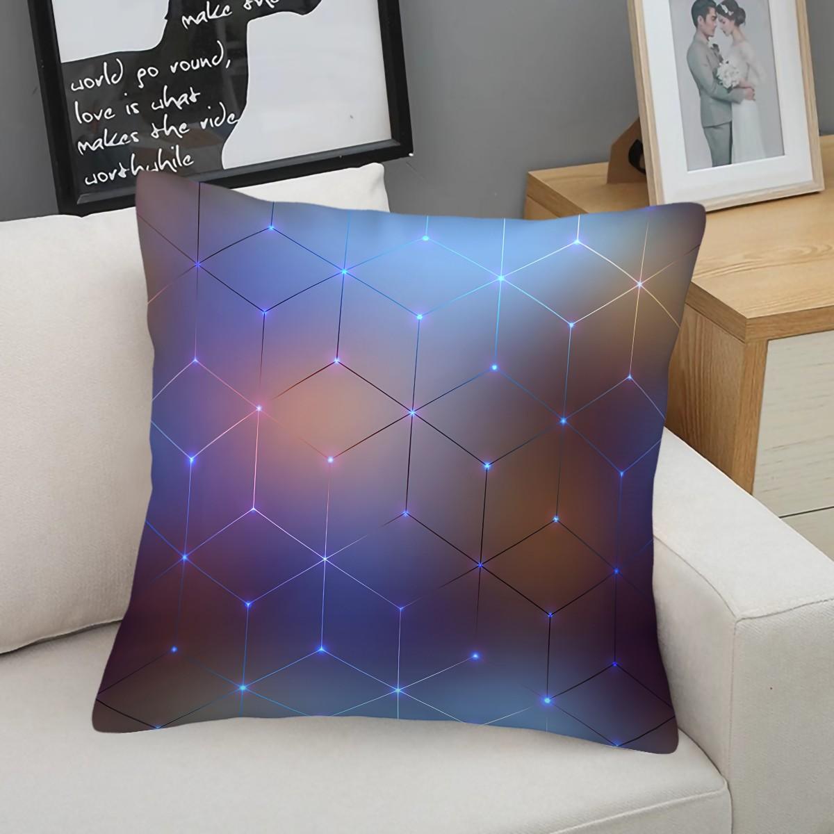 1 Piece Futuristic Neon Grid Body Pillow, Soft Memory Foam Decorative Pillow, Stylish Digital Print Cushion with Ergonomic Support, Trendy Sci-Fi Themed Throw Pillow for Gaming Room, Bedroom, Sofa, Office Decor & Comfort Support