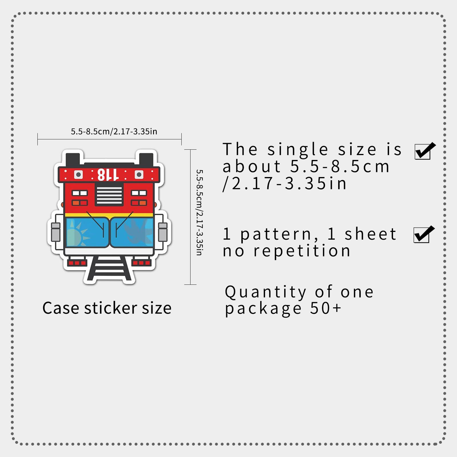50 Fire Truck Graffiti Stickers, Cross-Border Cartoon Early Education Stickers, DIY Skateboard Luggage Stickers, Waterproof