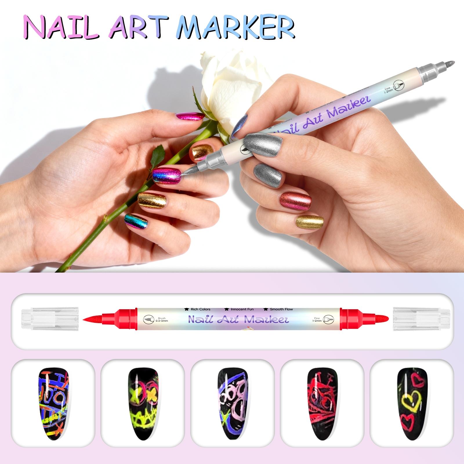 12 Color 3D Nail Art Pens Set,Nail Pens Nail Point Graffiti Dotting Pen Drawing Painting Liner Brush for DIY Nail Art Beauty Adorn Manicure Tools Nail Design Pen