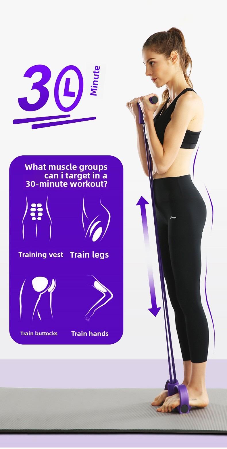 Home Fitness Equipment: 4-Tube Resistance Bands Yoga Pedal Puller, Stretching and Exercise Tool, Leg Muscle Strengthening Device