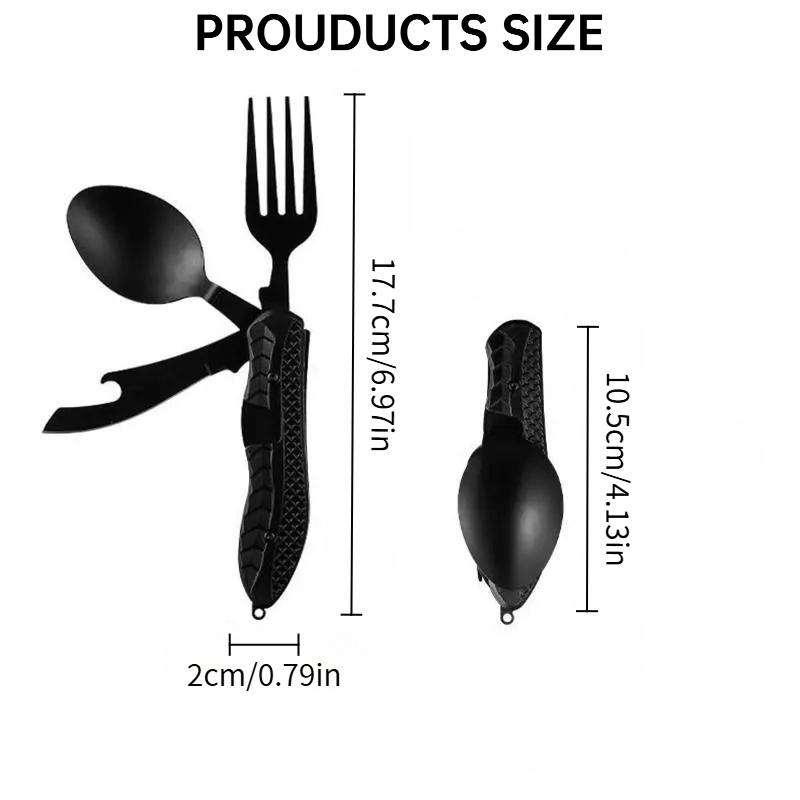 Multifunctional Folding Fork & Spoon Set, Stainless Steel Portable Outdoor Kitchenware, Camping Cooking Utensils, for Camping & Hiking, Travel Accessories, Christmas Gift-YY0
