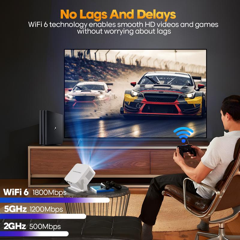 [US warehouse] Magcubic Auto Focus HY300MAX Projector 8K Decode HD 400ANSI Allwinner H726 Android 14 with 0.8:1 Throw Ratio Dual WiFi6 BT5.4 Auto Keystone HDR/HDR10+/HLG Native 720P Built-in Speaker Portable Mini Home Cinema Movie Outdoor