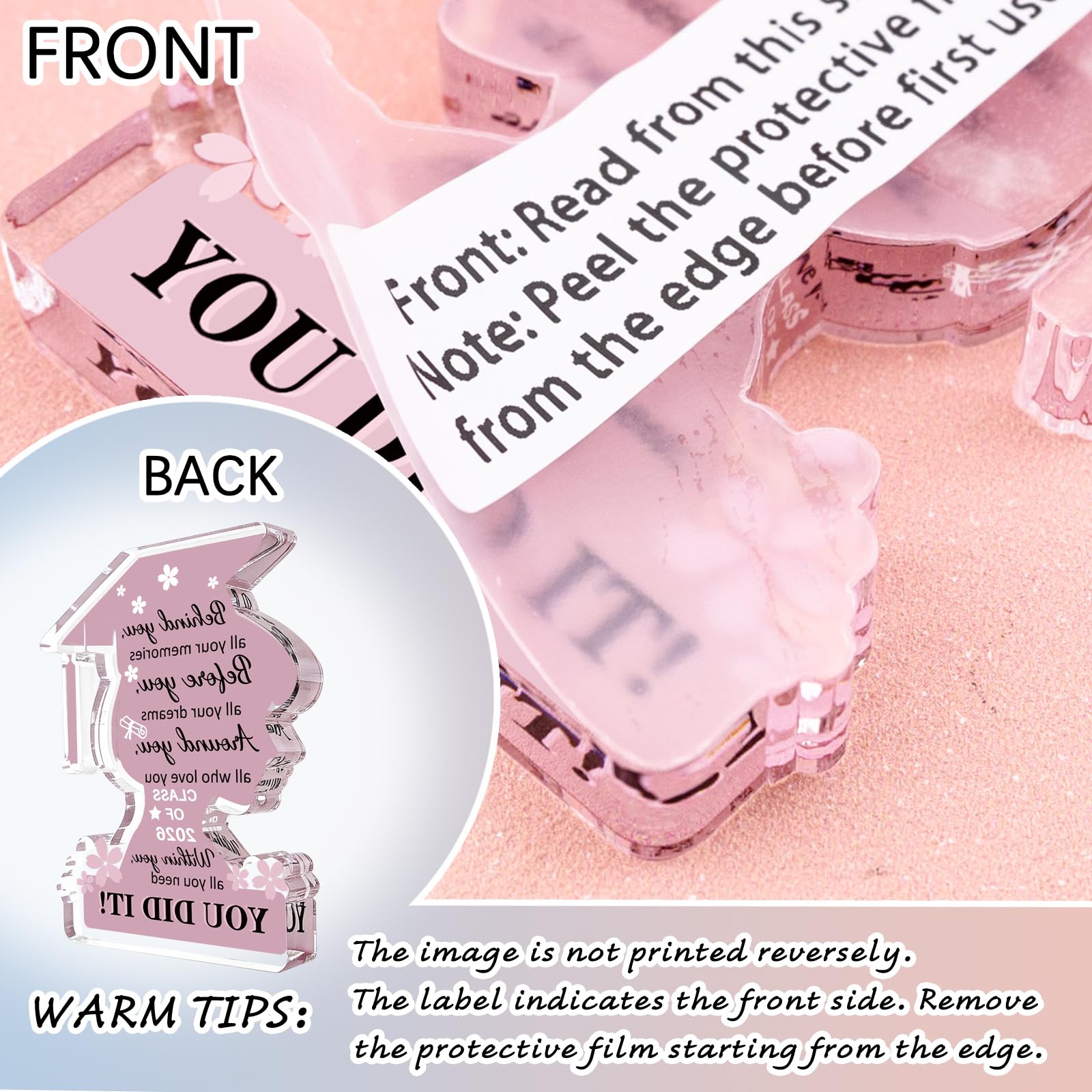 1 Piece 2026 Graduation Decoration, Graduation Gift for College and High School Graduates (Female), Personalized Acrylic Medal, Inspirational Decoration, Graduation Souvenir